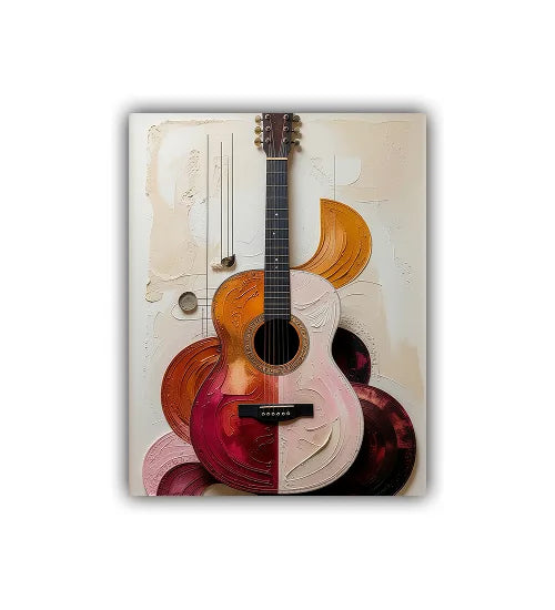 Colorful guitar design on a white background