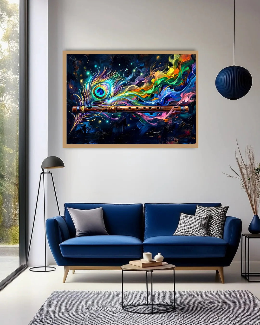 peacock-inspired canvas art in luxury interior decor