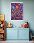 psychedelic alien wall art canvas in kids room colorful decor