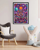 alien wall art canvas in modern corner interior decor