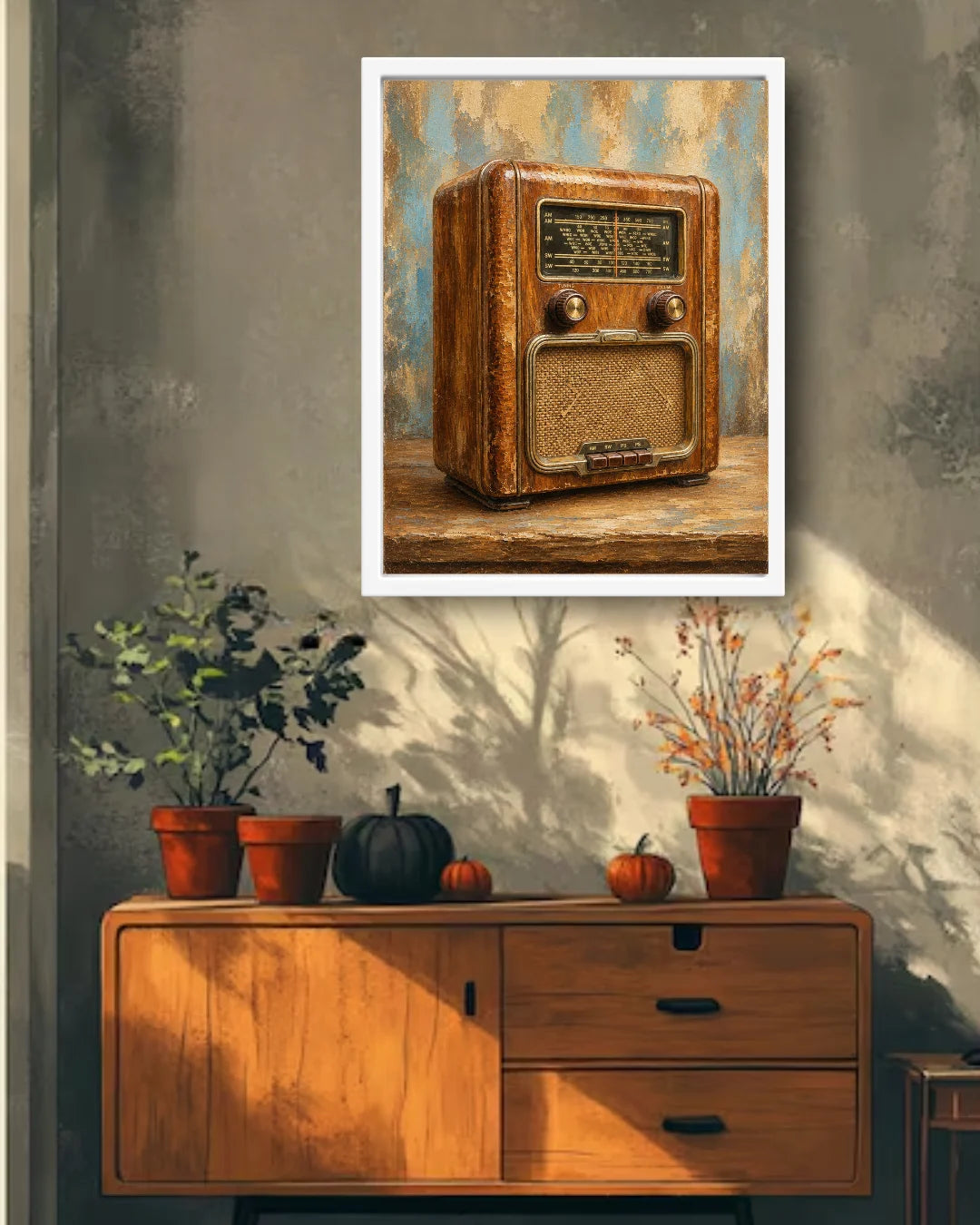 retro music radio artwork canvas for modern interiors