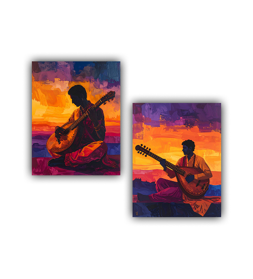 Artistic music wall art set for living room interior