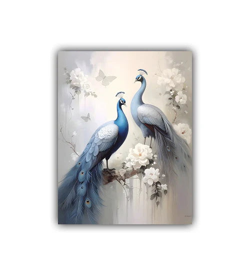 Artistic peacock canvas wall art with modern design