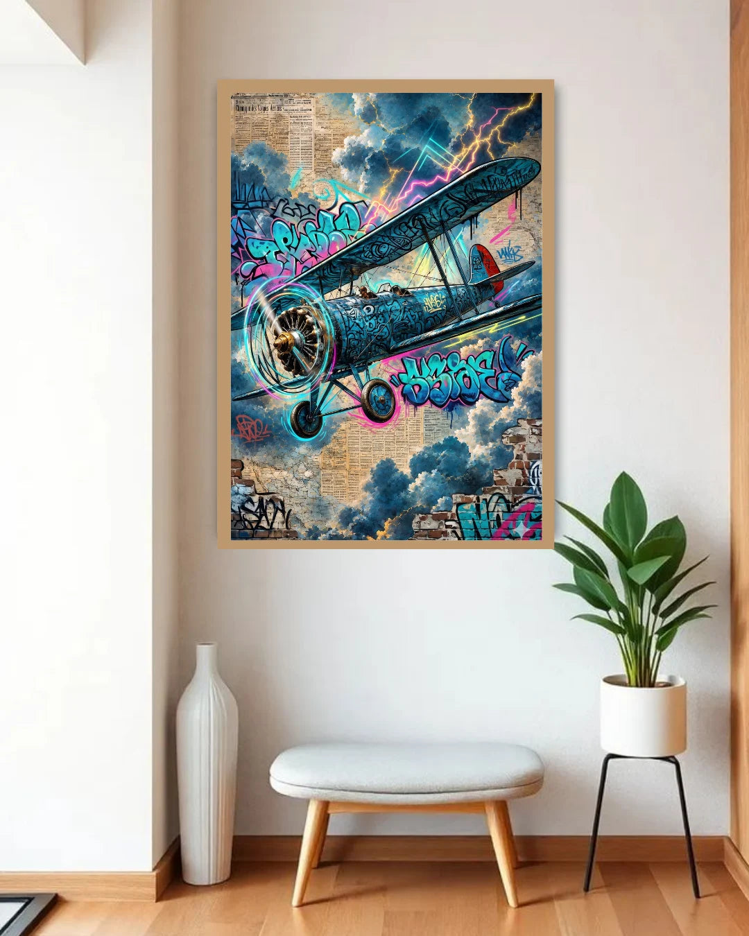 aviation wall art canvas featuring classic aircraft
