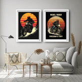 Vintage biker sunset canvas wall art paintings
