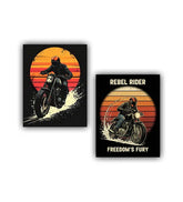 Rebel rider motorcycle poster style canvas wall art
