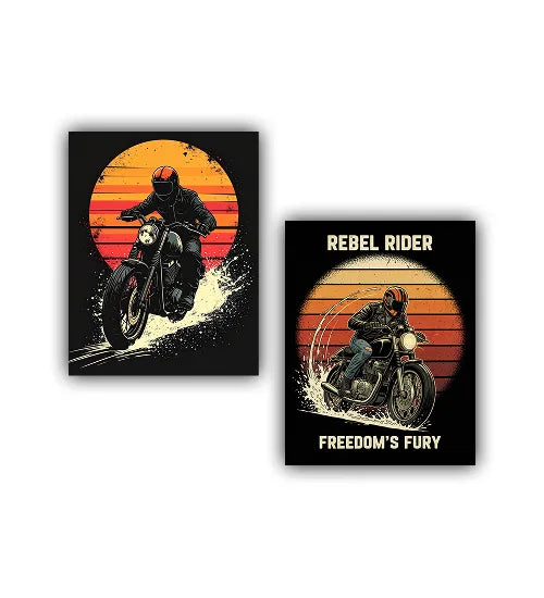 Rebel rider motorcycle poster style canvas wall art
