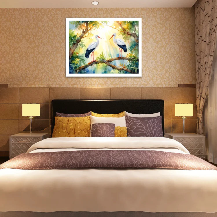 Birds wall art canvas painting for bedroom decor