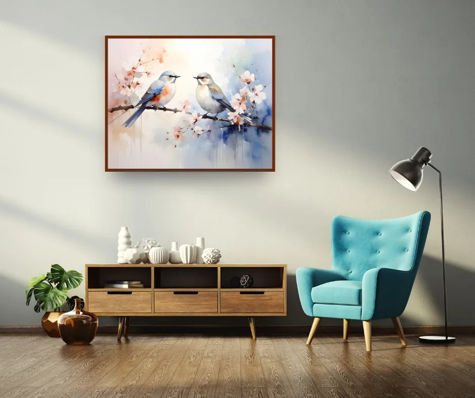 Birds wall art canvas painting for living room decor