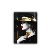 black gold fashion woman wall art canvas portrait painting