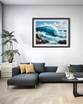 blue ocean wave wall art canvas modern painting