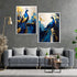Blue peacock wall art canvas painting set with modern bird design for living room
