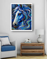 blue horse paintings for living room