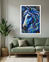 horse portrait canvas art in luxury home interior decor