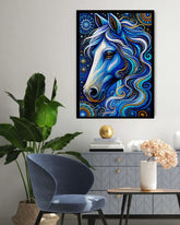 horse portrait canvas art in luxury home interior decor