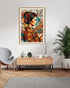 boho woman portrait wall art canvas displayed in modern living room