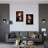 Bold face canvas wall decor set for modern living room interior