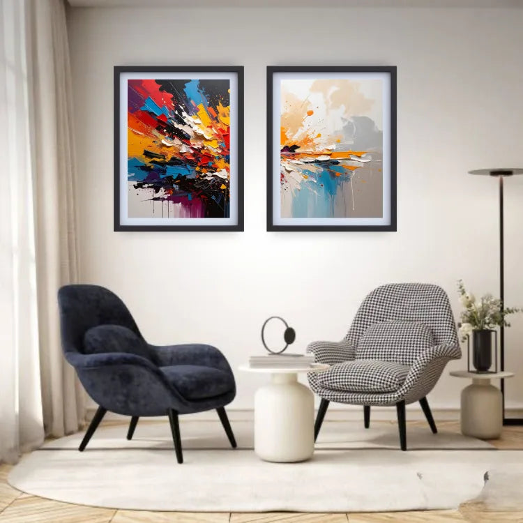 Chromatic Collision - Set Of 2 - Wall Art Canvas