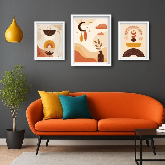 Minimalist Boho Abstract Shapes - Set of 3 - Wall Art Canvas