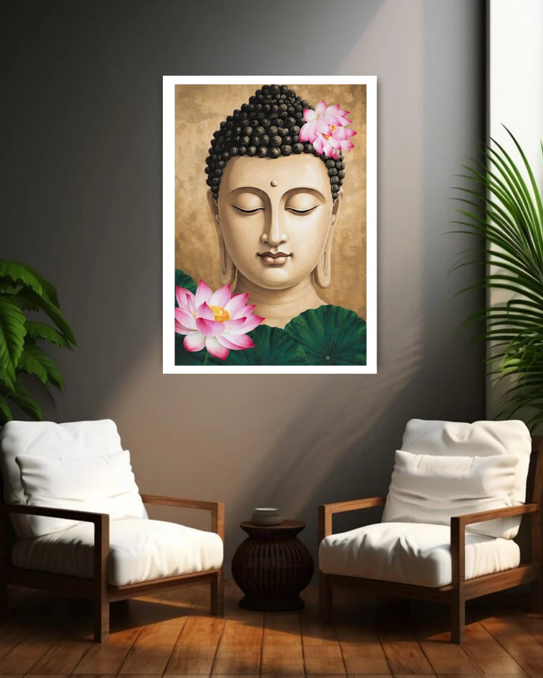 Buddha wall art canvas in meditation room decor