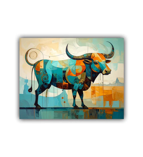 Bull animal wall art abstract canvas painting