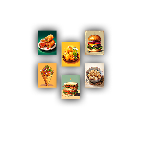 Burger and fast food canvas wall art collection for cafe decor