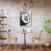 Cafe coconut wall art canvas painting for tropical cafe interior