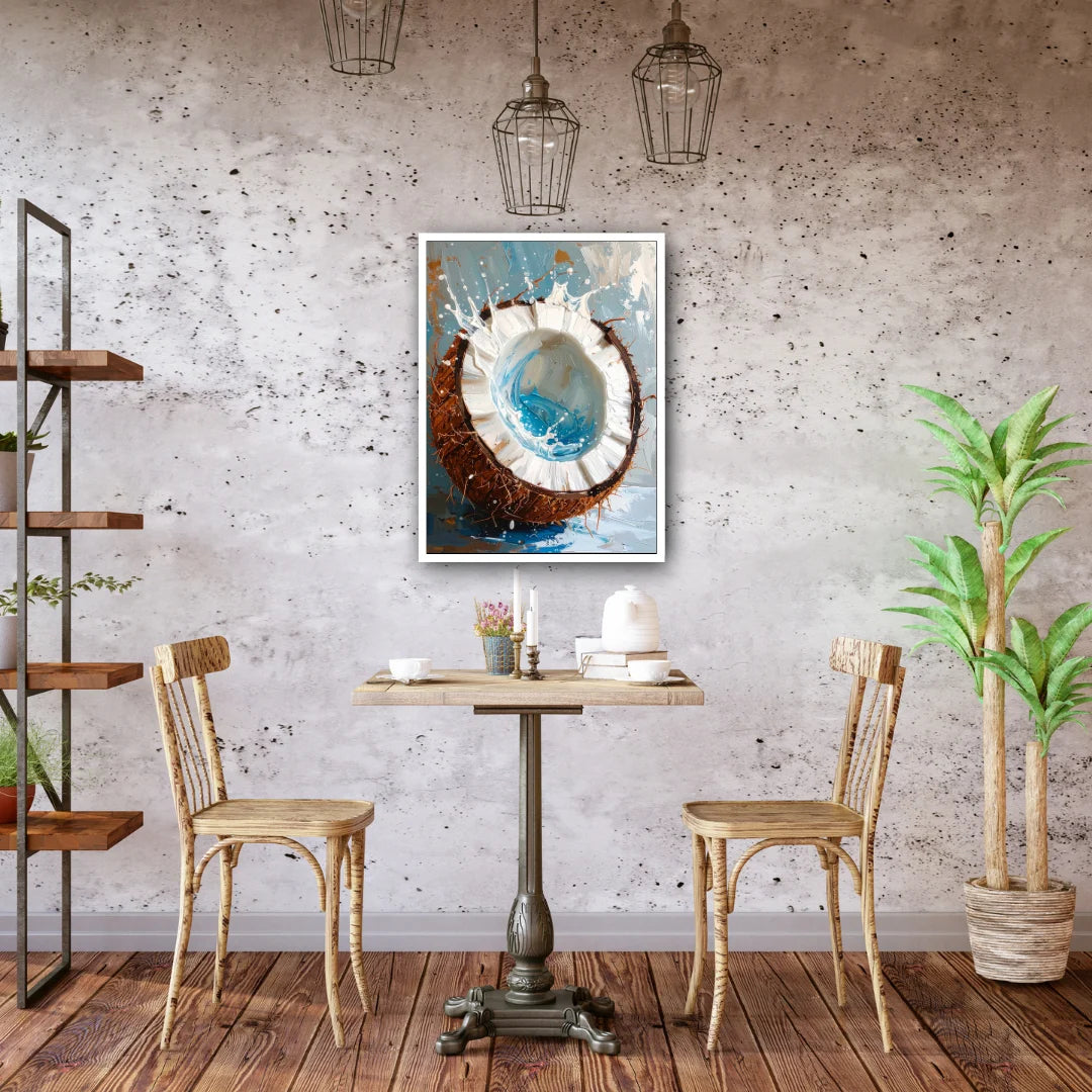 Cafe coconut wall art canvas painting for tropical cafe interior