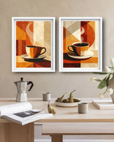 Cafe coffee wall decor canvas painting set for coffee shop interior