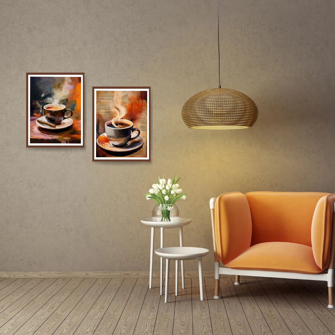 Cafe coffee wall decor canvas painting set for cozy interior