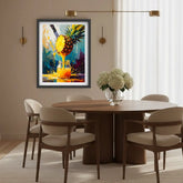 Cafe restaurant pineapple wall decor canvas painting with drink theme