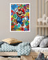 cartoon graffiti wall art canvas in kids bedroom colorful decor