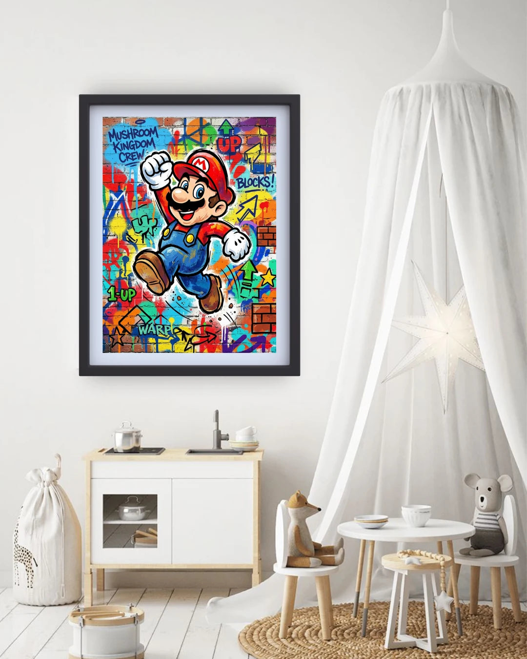 cartoon graffiti wall art canvas in modern nursery decor