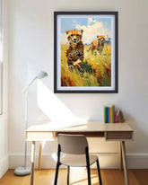 wildlife canvas art cheetah cubs illustration