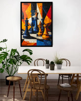 Colorful Chess Pieces Canvas Wall Art for Modern Dining Room Decor