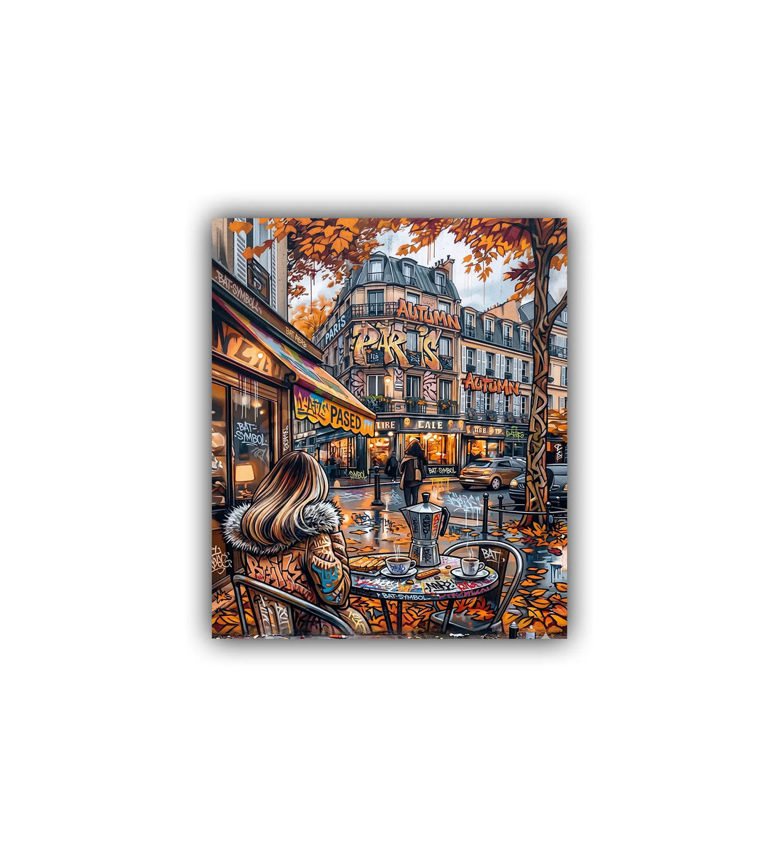 close-up of European street café wall art canvas