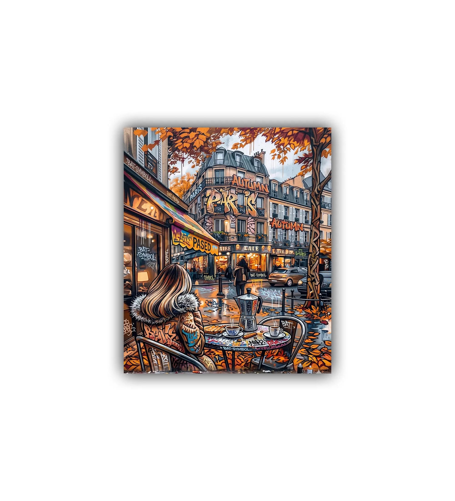 close-up of European street café wall art canvas