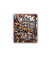 close-up of European street café wall art canvas
