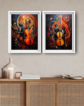 Classical musician canvas wall art set of 2 elegant music painting for home decor