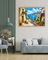 coastal village wall art canvas in modern living room decor