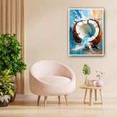 Coconut drink canvas painting wall decor for cafe and kitchen interior