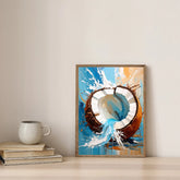 Coconut splash wall art canvas painting with tropical drink theme for home decor