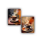 Coffee canvas wall art dual frame set with warm cafe theme