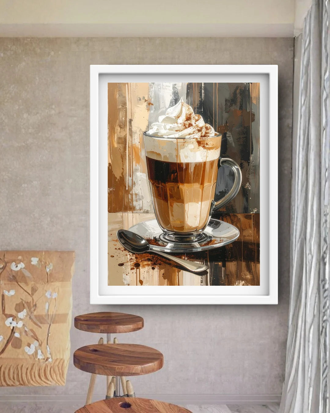 Coffee latte wall decor canvas painting for restaurant and home interior