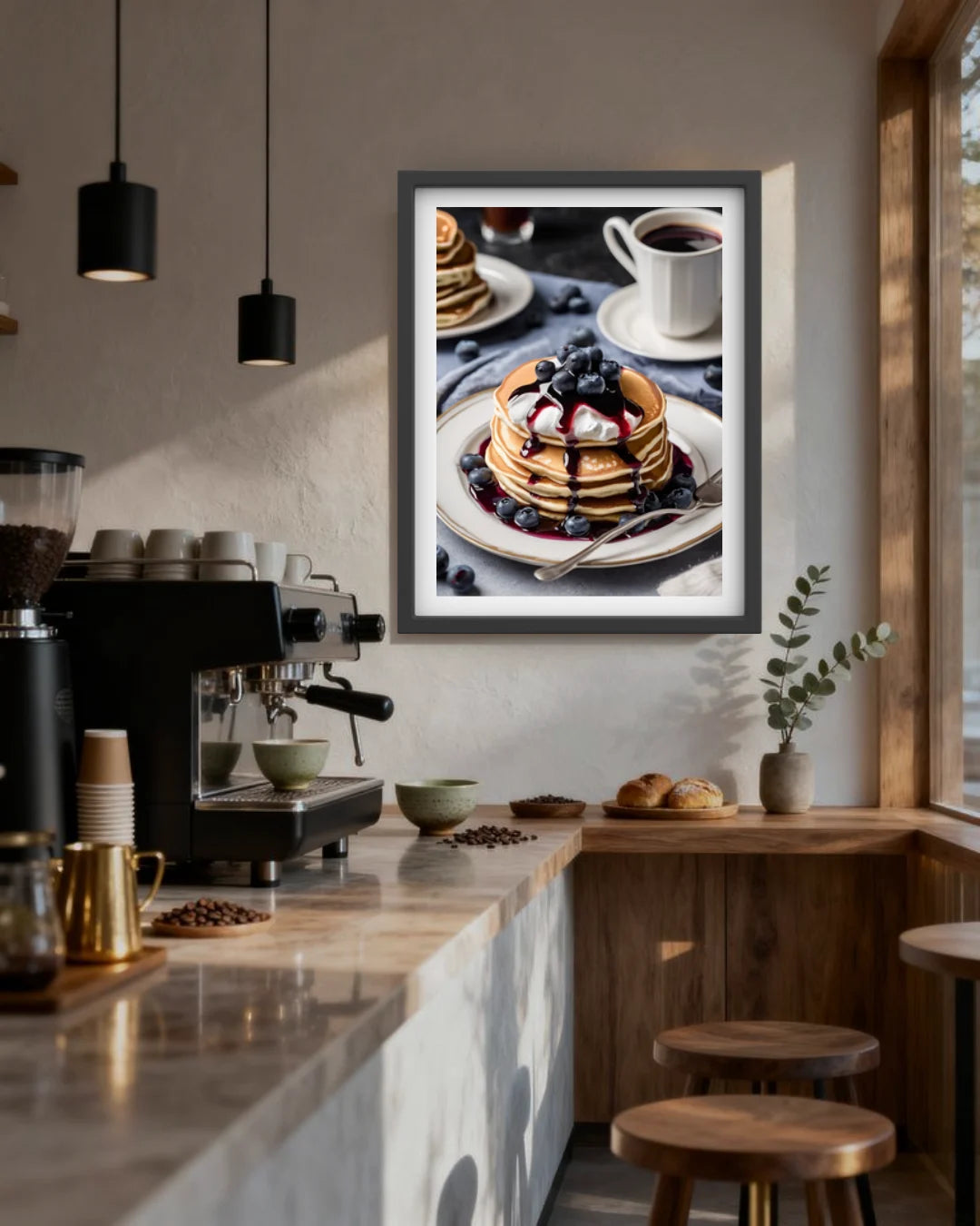 Coffee shop wall art pancake canvas painting for modern cafe decor