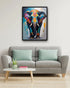 Colorful elephant wall art canvas painting with abstract modern design for living room