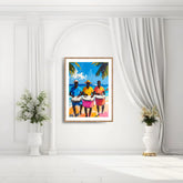 Colorful folk art canvas wall art vibrant cultural people painting for home decor