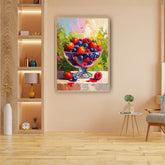 Colorful fruit bowl canvas wall art with modern still life design