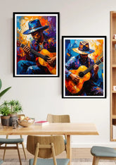 Colorful guitar wall art canvas painting for dining room wall decor