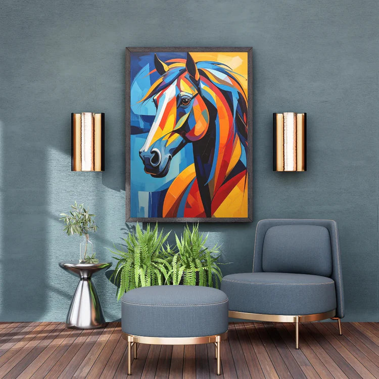 Colorful horse canvas painting modern wall decor for stylish home interior